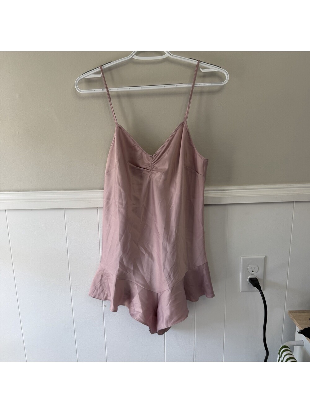 Vtg. Victoria’s Secret Mauve Satin Bodysuit Teddy Chiffon Bridal Nightie Teddie